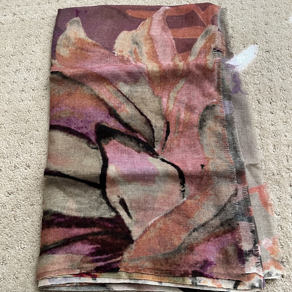Olive & Cocoa Flower Scarf